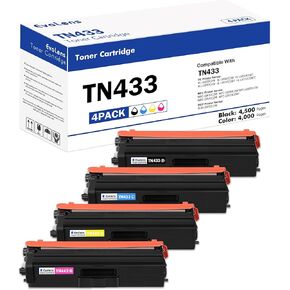 خرطوشة حبر TN433 عالية الإنتاجية متوافقة مع TN-433 TN 433 TN-431 TN431 بديلة مسحوق حبر Brother HL-L8260CDW MFC-L8610CDW DCP-L8410CDW (أسود سماوي أصفر أرجواني، 4 عبوات)