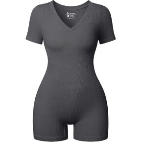 OQQ Women Rompers Short Sleeve V Neck Summer Casual Stretch Overalls Shorts Jumpsuit 2025 Clothes