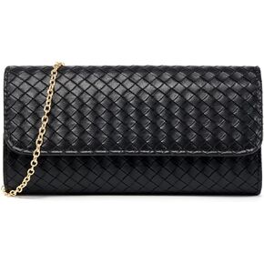 Woven Evening Bag Clutch Purses for Women Fashion PU Leather Crossbody Purse for Wedding Party and Prom