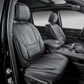 Oasis Auto Custom Custom Pit Coves for 2009-2025 Ram 1500/2500/3500 Crew/Double/Super/Extended Cab ، واقي مقعد جلدي فو (الزوج الأمامي ، تان)