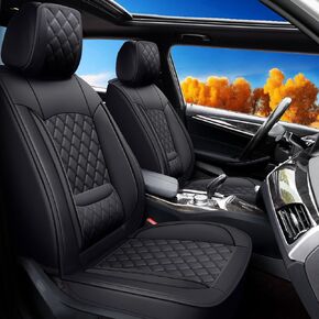 أغطية مقعد السيارة متوافقة مع Acura TL 2004-2014 ， حماة مقاعد مقاومة للماء مقاومة للبلى من الجلد مع وسادة مقعد السيارات الكاملة مع الوسادة الهوائية (5 مقاعد ، أسود)
