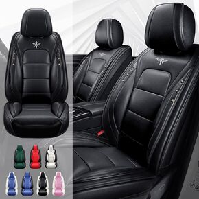 Seat Covers Custom Fit for Dodge Challenger 2009-2023, Standed Full Set Leather seat Covers Cushion, Waterproof Car Seat Cover Full Set, Automobile Interior(Black Red)