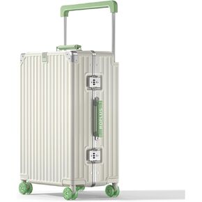Aluminium Frame Carry on Luggage with Smooth Jelly Wheels, Hardside Zipperless Rolling Suitcase with TSA Lock (White, 21-Inch)