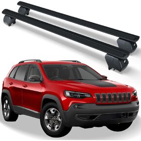 Heavy Duty 300 LBS Roof Rack Cross Bars Compatible with 2014-2023 Jeep Cherokee with Side Rails, Adjustable & Lockable Crossbars Cargo Carrier Rooftop Luggage Cars Vehicles Suvs (Black)