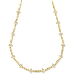 Kendra Scott ، نساء ، قلادة هولندا ستراند ، كريستال أبيض ذهبي ، مقاس واحد