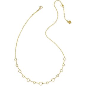 Kendra Scott Haisley Heart Strand Necklace - Brass Construction - Cubic Zirconia Gem - Lobster Clasp Gold White Crystal واحد مقاس واحد