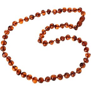 The Natural Amber Baltic Amber Necklace for Adults – Polished Dark Cognac Baroque Beads, 21.6" Screw Clasp, Pain & Anxiety Relief Jewelry