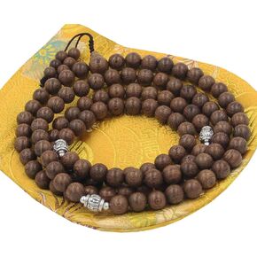 DharmaObjects التبت التأمل 108 الخرز Nyatoh Wood Mala للتعاطف (Nyatohwood)