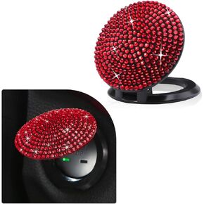 Car Start Stop Button Cover, Anti-Scratch Bling Push Start Button Ignition Protective Cover, Rhinestone Crystal Car Engine Button Decoration Protector, Car Accessories (Black)
