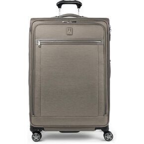 Travelpro Platinum Elite Softside قابلة للتوسيع على الأمتعة ، وحقيبة الدوار 8 عجلة ، وموانئ USB ، والرجال ، والرجال والنساء ، الظل الأسود ، تحمل على 21 بوصة