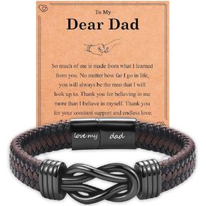 Infinity Knot Bracelet Engraved Leather Bracelet Gifts for Son Grandson Nephew Brother Dad Husband, Easter Graduation Christmas Valentines Fathers Day Birthday Gifts for Boys Men Teens Him