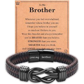 Infinity Knot Bracelet Engraved Leather Bracelet Gifts for Son Grandson Nephew Brother Dad Husband, Easter Graduation Christmas Valentines Fathers Day Birthday Gifts for Boys Men Teens Him in Saudi Arabia