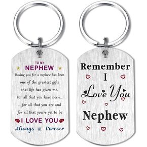 CPLJW Nephew Gifts from Aunt Uncle - Remember I Love You Nephew, Birthday Graduation Fathers Day Keychain Gifts for Boys
