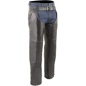 Milwaukee Leather MLM5505 Men's Removal Thermal Lined Black Premium Leather Motorcycle Chaps w/Cool-Tec Leather - 4X-Large