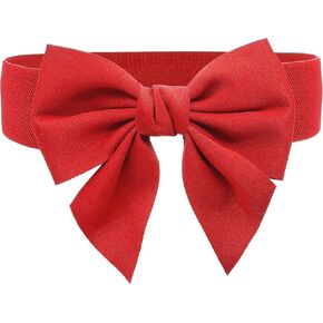 TeeYee Cute Wide Elastic Belt Women's Bowknot Belt Ladies Stretchy Bow Belt for Christmas Party Casual Matching Women Dresses
