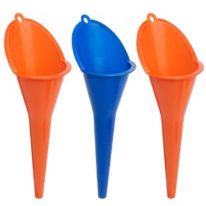 3pcs Oil Funnel Long Neck for Motorcycle Automotive Use, Skinny Multi Function Purpose for All Car Engine Gasoline Lubricants Water Diesel Fuel Kerosene Oils Other Liquids, Plastic Spill Saver Filling