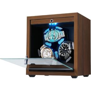 Watch Winder for Automatic Watches，3 Automatic Rotating Watch Winder Box with Blue Backlight，Foam Pad and 4 Rotation Modes for Lady & Man