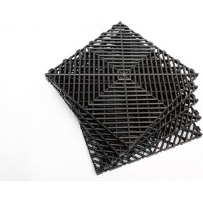 بلاط الأرضيات المرآب المعياري - PVC الناعمة المتشابكة ، 12''x12 '' فناء الفناء ، حصير الصرف المتشابك في الهواء الطلق (5 ، أسود) tl05
