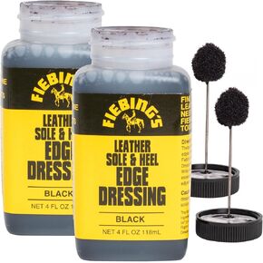 Fiebing's Leather Sole & Heel Black Edge Dressing (2 Pack Black, 4 Fl Oz Each) - High Gloss Shoe Dressing for Leather Soles and Heels - Provides a Protective Finish - Includes Brush Applicator