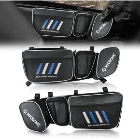 NICECNC X3 Door Bags, Upgraded PVC 1680D Oxford, Carbon Fiber Design, 2 Detachable Sponge Pad, UTV X3 Front Door Bags, Compatible with Can Am Maverick X3 Max XRS XDS XMR Turbo R 2017-2022, Blue