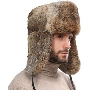 Men Winter Trapper Hat Russian Hat Unisex Cozy Plush Earflap Hat Windproof for Skiing Cycling Warm Faux Fur Hat in Kuwait