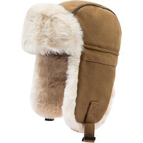 Faux Fur Trapper Hat Womens Winter Hats with Ear Flaps Ushanka Russian Hat for Men Cossack Hunter Cap Eskimo Ski Hat