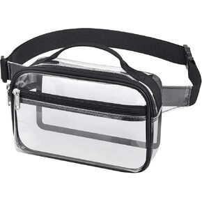 MAY TREE Clear Belt Bag Stadium Approved-Clear Fanny Pack 0.5MM Thickened for Concerts Festivals Sport Event School with Adjustable Strap - Black