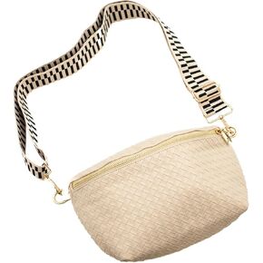 Modern+Chic Rory Oversized Crisscross Belt Bag for Women, Vegan Leather Crossbody Bag with Strap and Multiple Pockets