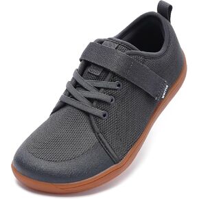 WHITIN Kids Wide Width Barefoot Shoes for Boys Girls Minimalist Toe Box Zero Drop Sneakers Size 10.5 Little Walking School Jogging Running Grey Gum 28