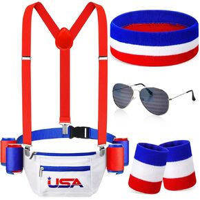 Sweetude America Flag USA 4th Of July Fanny Pack Beverage Beverage Beight Belt Belt Costum