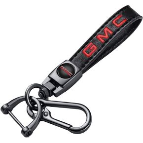 e Leather Car Keychain for GMC Sierra Denali Canyon Terrain Yukon Jimmy Acadia,Car Key Chain Ring Accessories for Men and Woean (Black)