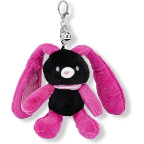 سلسلة مفاتيح Dopamine Rabbit ، هدية سلسلة مفاتيح أرنب لطيف - ديكور لحقيبة اليد ، محفظة ، حقيبة ظهر ، مفاتيح السيارات - أسود ووردي