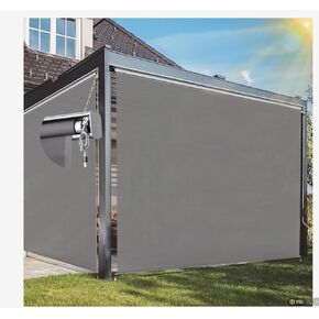 Outdoor Roller Shades with Heavy Duty Aluminum Alloy Shades Box 6’W x 6’H Cordless Roll Up Exterior Blinds Blackout Sun Shade for Patio, Porch Pergola, Balcony, Gray