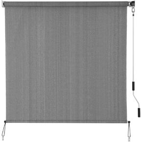 SEEYE Outdoor Sunshade Roller Shades 96" W x 96" H, Cordless Roll Up Shade Blinds Privacy Screen with 90% UV Protection, Exterior Patio Shade Cloth for Porch Pergola Balcony Windows, Dark Grey