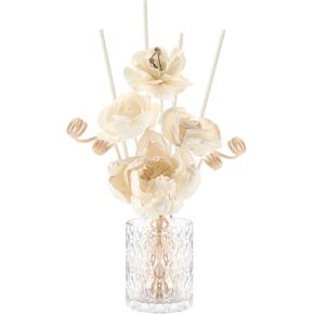 11 Pcs Flower Reed Diffuser Set Include 10 Pcs Diffuser Sticks and 1 Pcs 5oz Empty Design Bottles Fragrance Rice Paper Natural Flower for Home Bedroom Office Bathroom Shelf Decor Gift