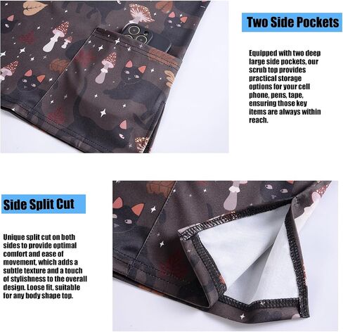Scrub Tops for Women Short Sleeve Vneck Stretch Holiday Scrub Shirt Cute Animal Print Nursing Workwear with 2 Pockets in Saudi Arabia