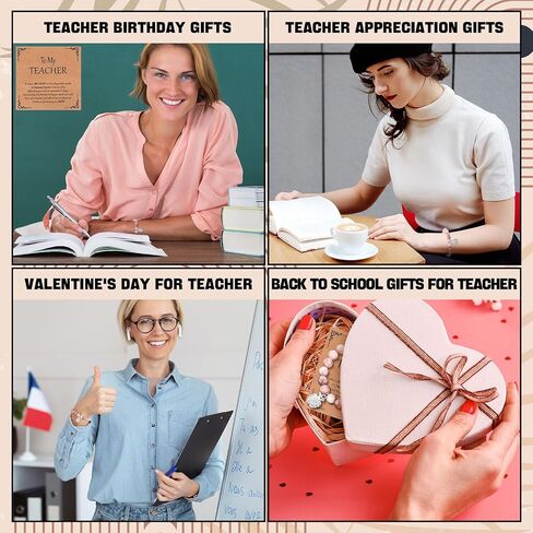 12 Set End of Year Teacher Gifts from Students Graduation Gifts Thank You Natural Stone Apple Bracelet for Women Birthday Teacher with Message Cards in Saudi Arabia