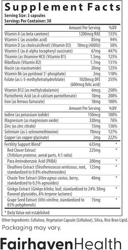 Fairhaven Health FertilAid for Women | Prenatal Vitamin Fertility Supplements for Women | Conception for Her with Vitex and Folate | Support Cycle Regularity and Ovulation* | 90 Vegan Capsules in Kuwait