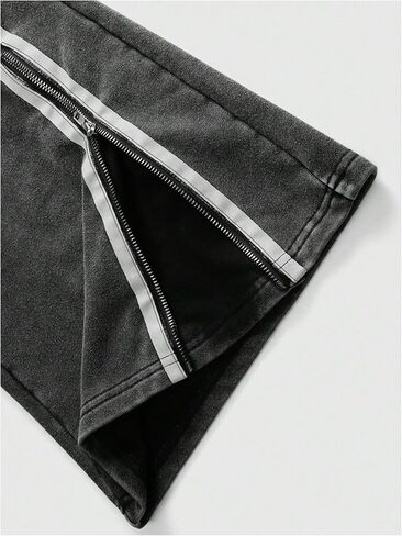 SOLY HUX Men's Side Striped Sweatpants Drawstring Waist Zipper Baggy Wide Leg Pants Streetwear in Kuwait