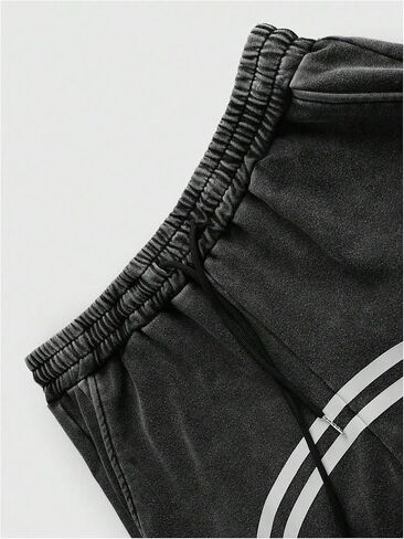SOLY HUX Men's Side Striped Sweatpants Drawstring Waist Zipper Baggy Wide Leg Pants Streetwear in Kuwait