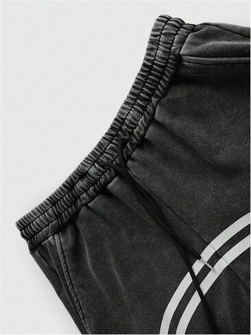 SOLY HUX Men's Side Striped Sweatpants Drawstring Waist Zipper Baggy Wide Leg Pants Streetwear in Kuwait