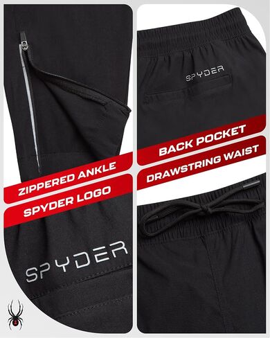 Spyder Mens Sweatpants - Athletic Nylon Stretch Pull On Workout Mens Jogger Pants with Drawstring and Pockets (Sizes: S-XL) in Saudi Arabia