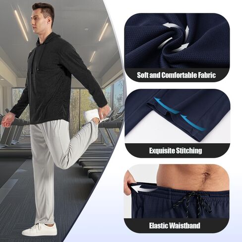 3PC Men's Zipper Mesh Fabric Jogger Pants - Breathable & Flexible Fit, Comfortable for Sports & Casual Wear in Saudi Arabia
