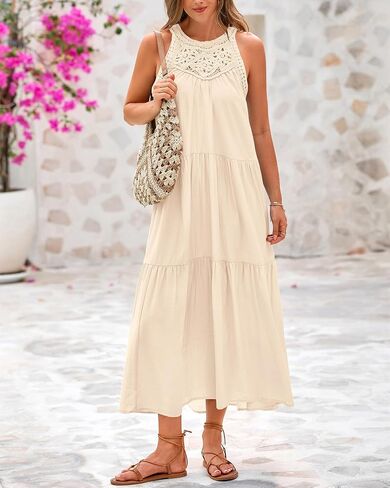 BTFBM فساتين الرسن الصيفية للنساء 2025 الربيع غير الرسمي جوفاء خارج بلا أكمام بوهو Sundresses الشاطئ in Saudi Arabia