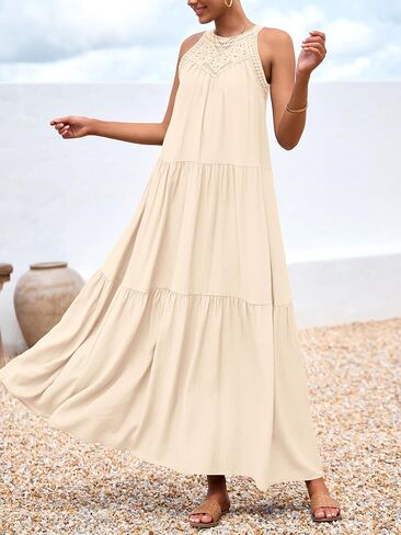 BTFBM فساتين الرسن الصيفية للنساء 2025 الربيع غير الرسمي جوفاء خارج بلا أكمام بوهو Sundresses الشاطئ in Saudi Arabia