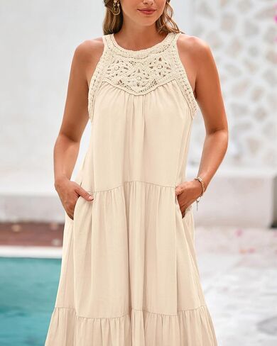 BTFBM فساتين الرسن الصيفية للنساء 2025 الربيع غير الرسمي جوفاء خارج بلا أكمام بوهو Sundresses الشاطئ in Saudi Arabia