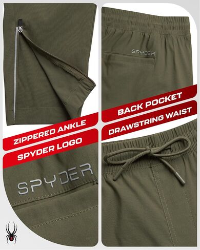 Spyder Mens Sweatpants - Athletic Nylon Stretch Pull On Workout Mens Jogger Pants with Drawstring and Pockets (Sizes: S-XL) in Saudi Arabia