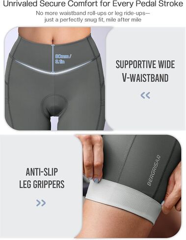 BERGRISAR 4D Padded Bike Shorts Women Cycling Shorts with Pockets Bicycle Biking Shorts in Kuwait