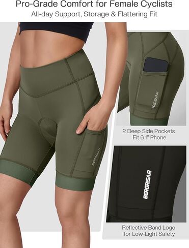 BERGRISAR 4D Padded Bike Shorts Women Cycling Shorts with Pockets Bicycle Biking Shorts in Kuwait