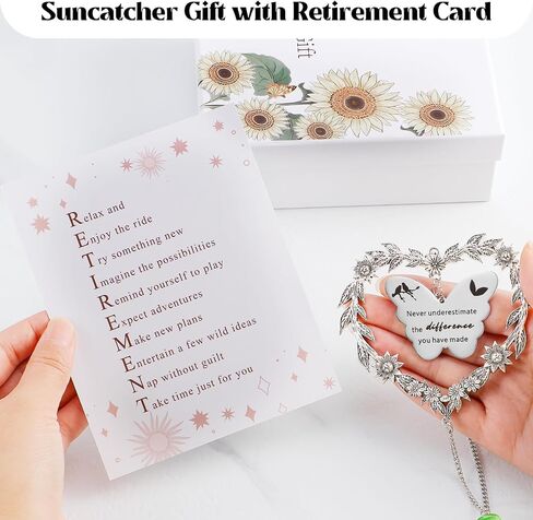 Retirement Gift Sun Catcher, Happy Retirement Gift for Women Men, Retirement 2025 Rainbow Maker for Coworker, Heart-Shaped Metal Wreath Design Ornament, Farewell Crystal Gift for Friends in Saudi Arabia